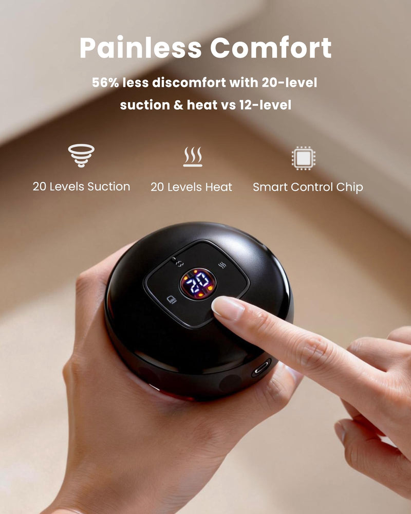 UOTT Smart Cupping Therapy Massager for Muscle Soreness, Pain Relief | 20 Levels Heat & Suction, 6-in-1 Smart Dynamic Cupping Set, Massage Device for Back Shoulder, Fitness Office Workers Home Use Black