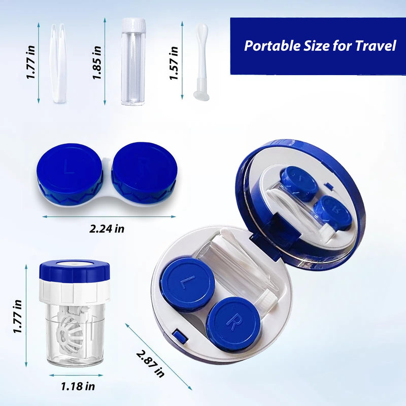 [Australia] - Contact Lens Case with Cleaner Washer,Contact Case with Mirror Tweezers Remover Tool Solution Bottle for Travel (Klein blue) Klein blue 