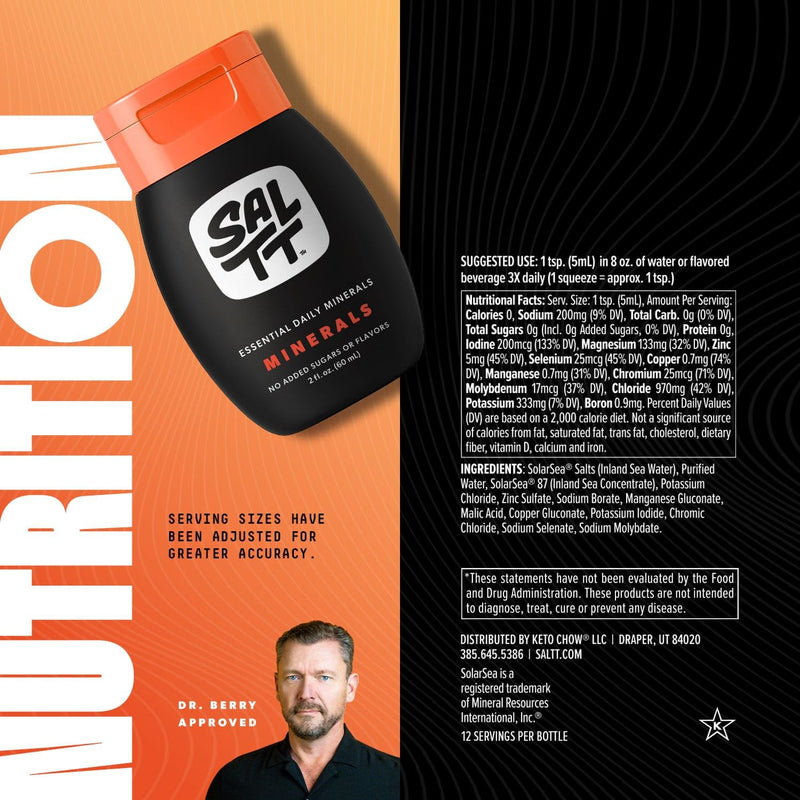 [Australia] - SALTT Minerals Drops - Promotes Electrolyte Balance - Copper, Magnesium, Chromium, Zinc, Boron, & Selenium - Zero Sugar - Gluten Free - Vegan - Non GMO - Travel Size - 2 oz - by Keto Chow 2 Ounce 