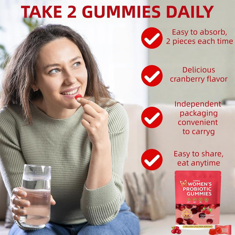 Vaginal Probiotics for Women，6 Premium Strains for PH Balance, Digestive Health, Vaginal & Immune Support, 5 Billion CFU,Odor Control & Digestive Wellness – 60 Gummies (1) 1