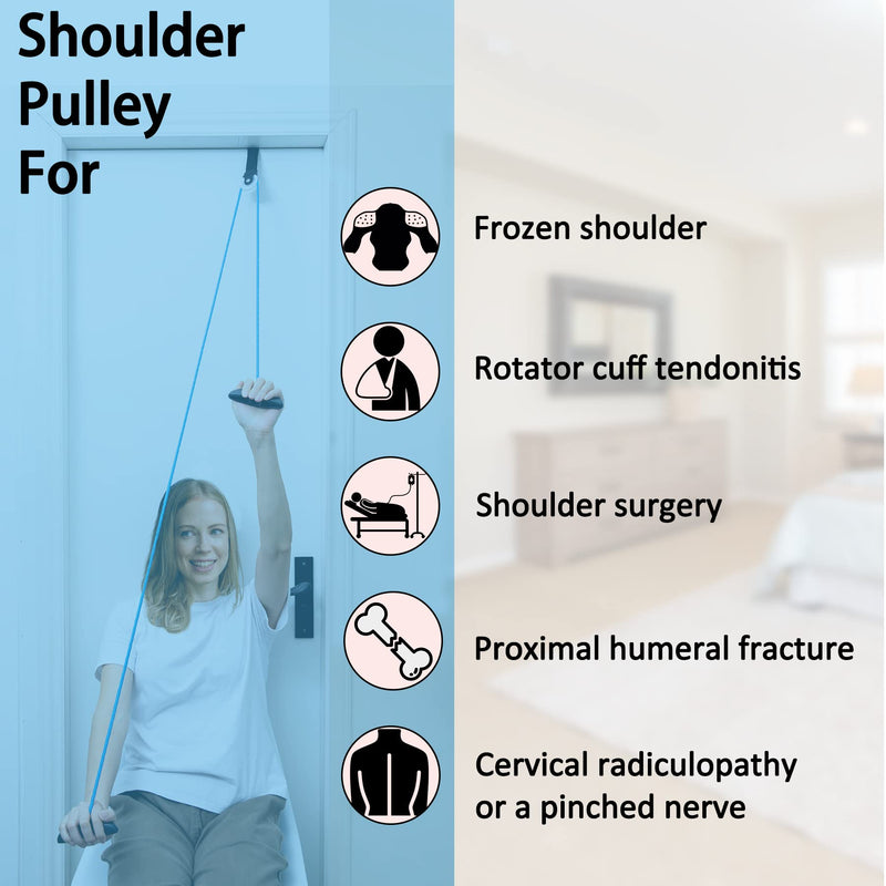 Shoulder Pulley Over The Door Physical Therapy System, Exercise Pulley, Alleviate Shoulder Pain and Facilitate Recovery from Surgery, FSA/HSA Eligible Blue