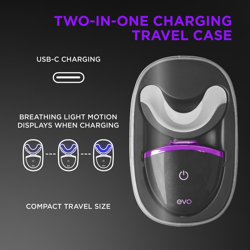 [Australia] - EVO LED Light Teeth Whitening Kit with Blue Light Mouthpiece, Enamel Safe Stain Remover, Charging Travel Case, Includes 3 Whitening Pens, 30-Minute Treatments 