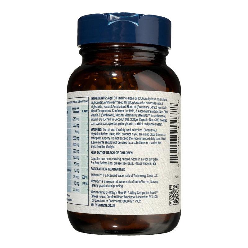 Wiley's Finest CatchFree Omega - Vegan, Non-GMO Fish Oil Alternative - Full Spectrum Omega-3 Liquid Supplement with Organic Plant-Based Algae Oil - 60 Softgels (60 Servings)