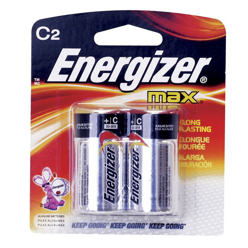 Energizer MAX Alkaline Batteries, C, 2 Batteries/Pack (E93BP2)