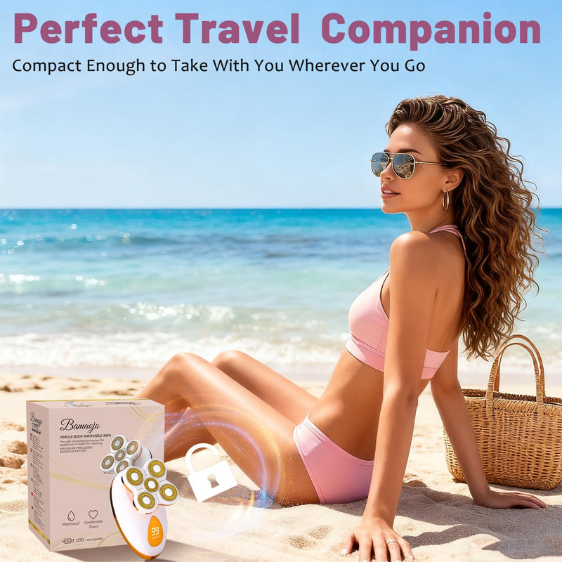 [Australia] - 5-in-1 Electric Razors for Women, Facial Hair Remover & Women’s Shaver for Legs with 5D Floating Head, Waterproof Rechargeable Body Shaver Lady Trimmer, Travel Razor Kit for Sensitive Skin/Bikini Line 