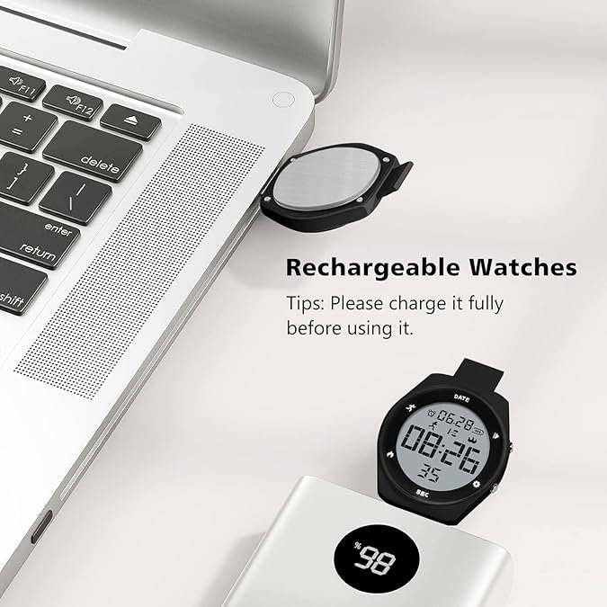 [Australia] - synwee Sports Pedometer Watch,Fitness Tracker，IP68 Water Resistant, Non-Bluetooth, with/Vibration Alarm Clock/Stopwatch,for Adults Men Women Teens Black 