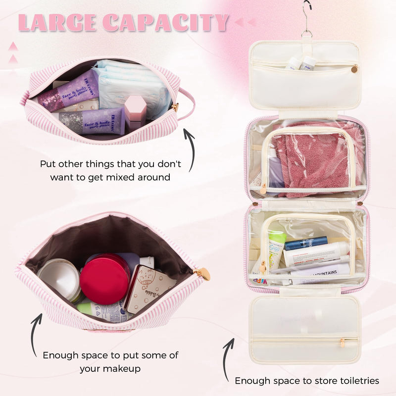 Gifts for Teen Girls Women - Personalized Toiletry Bag Initial Makeup Bag | Travel Cosmetic Bag | 8 9 10 11 12 13 14 15 16 Years Old Girl Gift Trendy Stuff - Pink Q