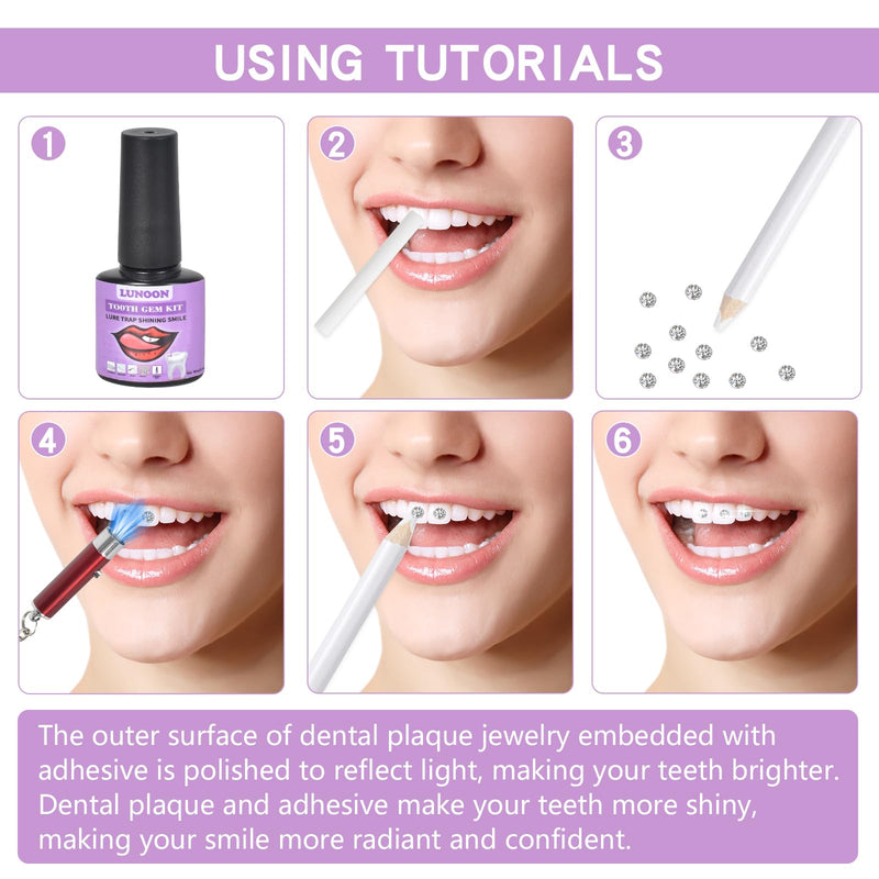[Australia] - Tooth Jewelery Set DIY Tooth Gemstone Kit with Glue Tartar Jewelery Kit Tooth Jewelery Decoration Set, Tartar Jewelery Tooth Crystal Kit, for Reflective Tooth Decoration (White) White 