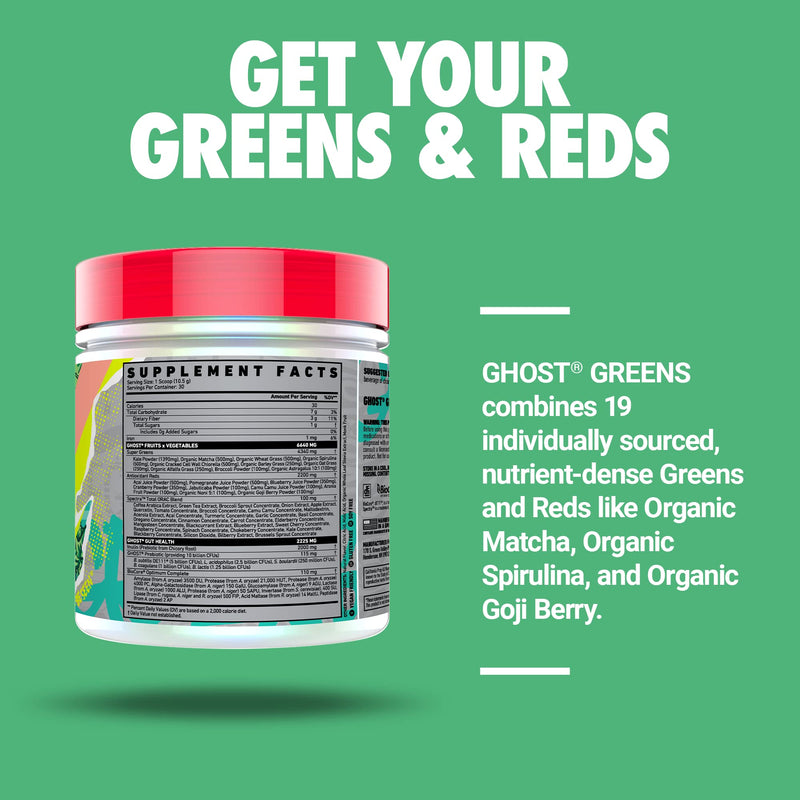 [Australia] - GHOST Greens Superfood Powder, Guava Berry - 30 Servings - 19 Super Greens & Reds, Fruits, Vegetables, Spirulina, & Chlorella, Prebiotics, 10 Billion CFU Probiotic & Digestive Enzymes - Gluten-Free 