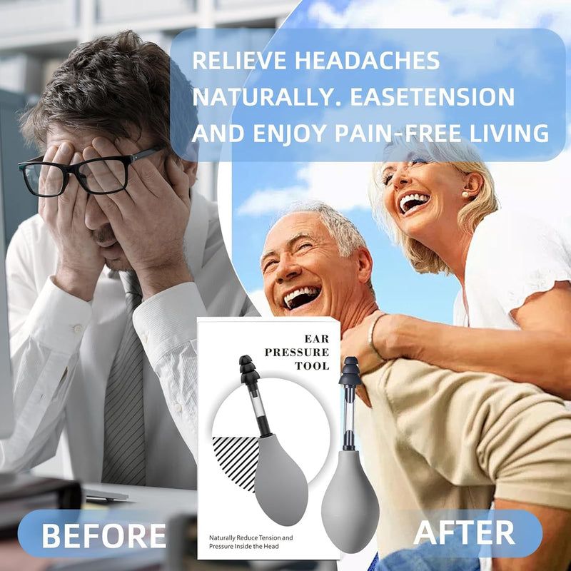 [Australia] - Ear Pressure Relief Suction Device, Migraine Ear Pressure Relief Products, Airplane Ear Tinnitus Relief Through Inner Ear Pressure Balance, Reduces Tension with 3 Sizes Earplugs Grey 