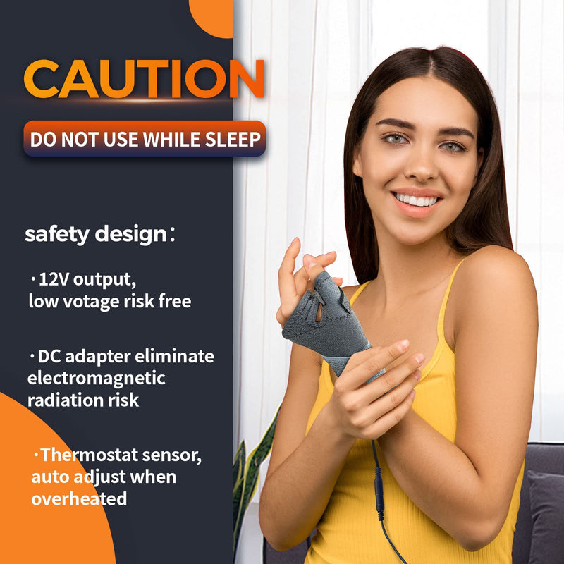 [Australia] - Electric Thumb & Wrist Heating Pad for Hand Arthritis with 3 Heat & 5 Timer Settings, Heated Wrist Wrap for Carpal Tunnel Syndromes, Tendonitis Left/Right Hand Pain Relief(S) Gray S 
