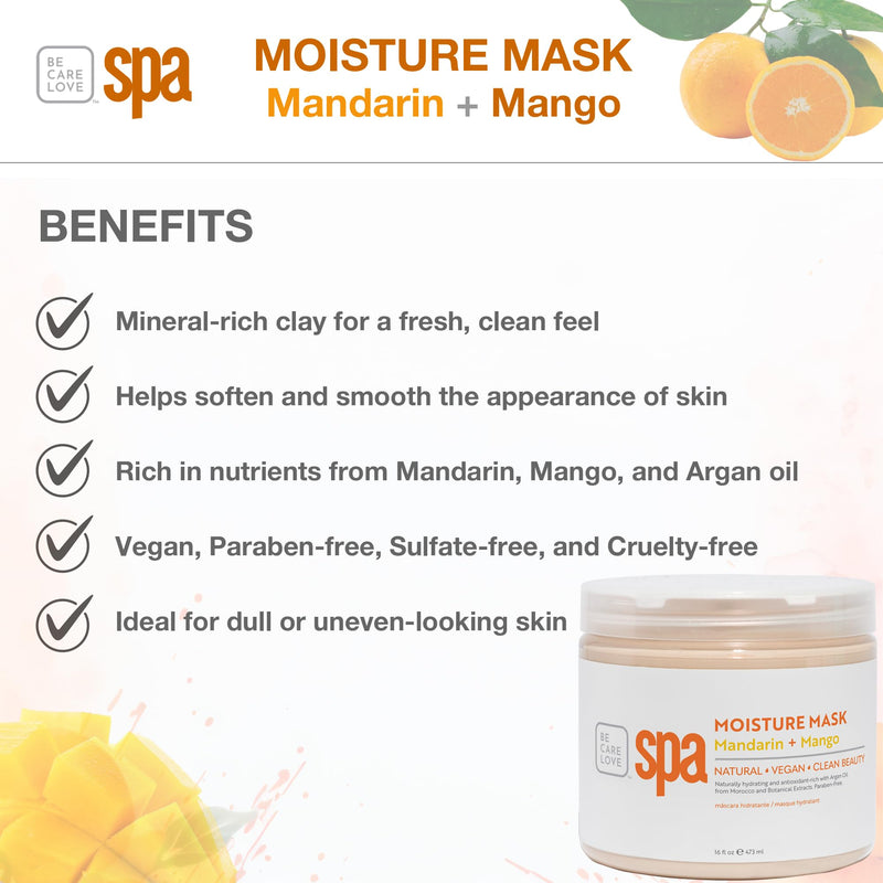 [Australia] - BCL SPA Organic Mandarin and Mango moisture mask for hands, foot mask, and body mask skin care spa treatment, home or professional use with argan oil, olive oil, aloe vera, cucumber, and kelp 16 fl oz Mandarin Mango 16 Fl Oz (Pack of 1) 