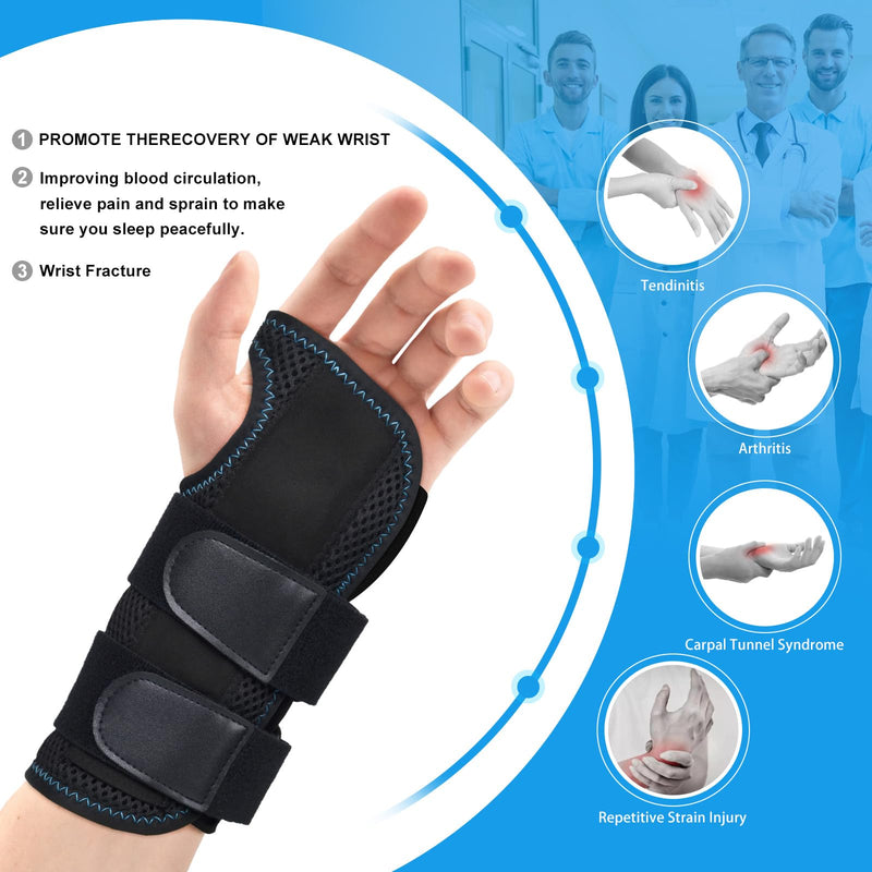 [Australia] - Wrist Bandages, Men Women Carpal Tunnel Wrist Support with Metal Splint Stabilizer, Wrist Support Left & Right Hand for Relieving Tendinitis Arthritis Pain in Carpal Tunnel Right S/M 