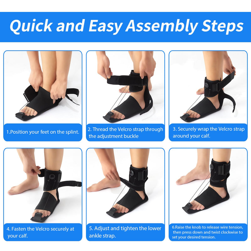 Plantar Fasciitis Night Splint - Adjustable Plantar Fasciitis Relief Brace with Arch Cushion for Women(Size 6.5-10.5) & Men(Size 5-9), Planters Facetious Relief for Foot Drop, Achilles Tendonitis and Heel Spur Pain Relief