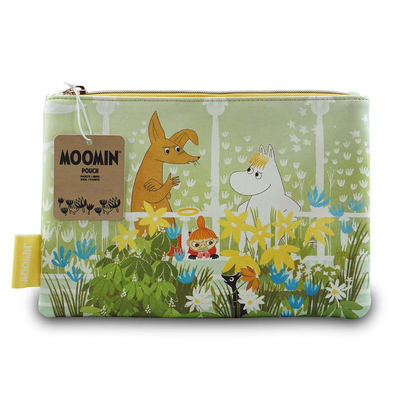Half Moon Bay Whimsical Garden Design Zipper Pouch for Makeup, Toiletries, and Bag Organization 6 x 9.5 Inch Faux Leather Moomin Balcony