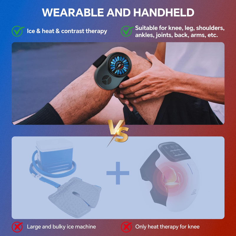 Portable Cold Therapy Machine, Heat & Ice System Device for Painrelief | Cryotherapy, Ice Compress, For Sports Recovery, Knee, Shoulder, Muscle Relaxation, Adjustable Straps Metal