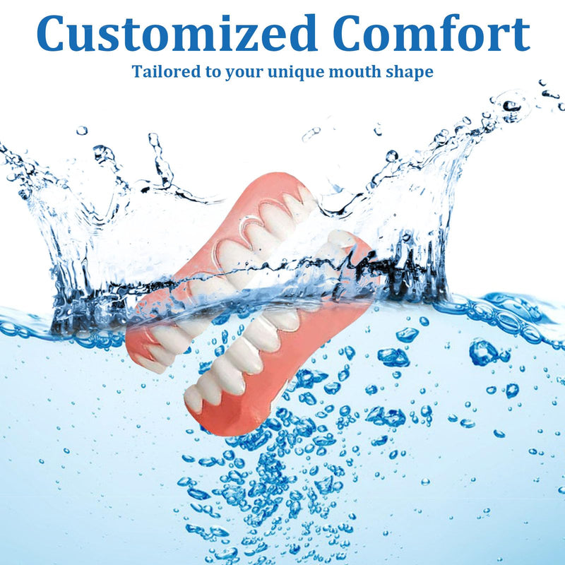 [Australia] - 1 set of silicone reline denture set, dentures prosthesis complete, silicone reline denture set, denture silicone reline kit with denture toothbrush, safe material, natural and comfortable to wear 