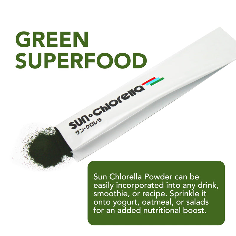 Sun Chlorella Powder 3g Single-Serve Packets, B12-Vitamin D Support, 10ct | Pulverized Cell Wall Unlocks 60+ Nutrients; Non-GMO Whole-Food Formula; Supports Immune & Digestive Health Herbal 10 Ounce (Pack of 1)