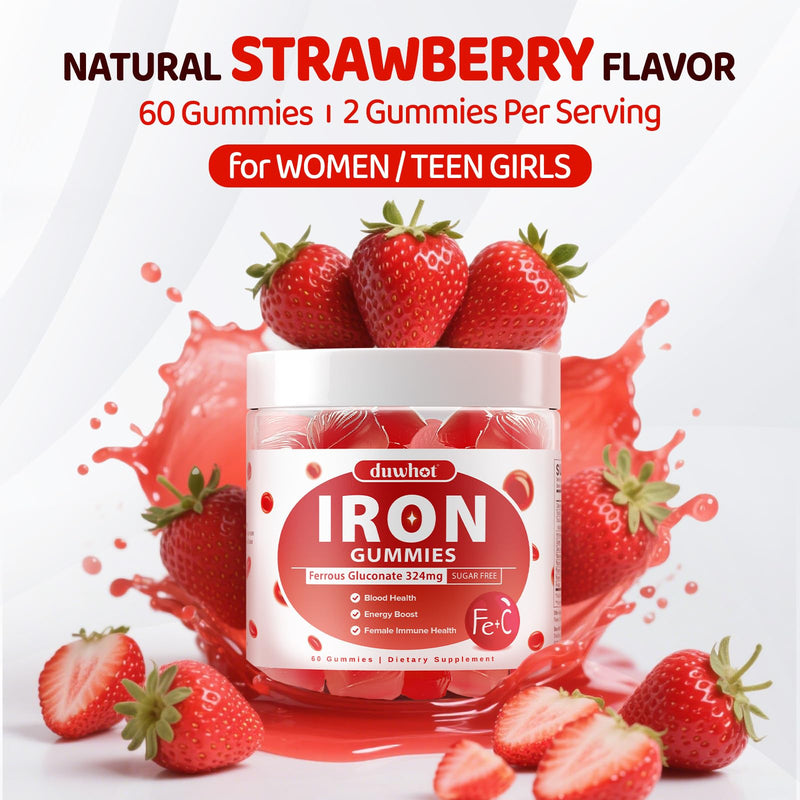Iron Supplement for Women Teen Girls, Iron Gummies Ferrous Gluconate 324 mg | Iron with Vitamin C, A, B, Folate, Copper, Zinc, Energy & Blood Support, Immune Health, Sugar Free 120 Gummies 2