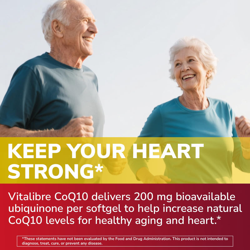 Vitalibre CoQ10 200 mg, with Extra Virgin Olive Oil, High Absorption CoQ10 Ubiquinone, Max Potency Heart & Cellular Energy Support, Powerful Antioxidant, Easy to Swallow, Once Daily, 120 Softgels 120 Count (Pack of 1)