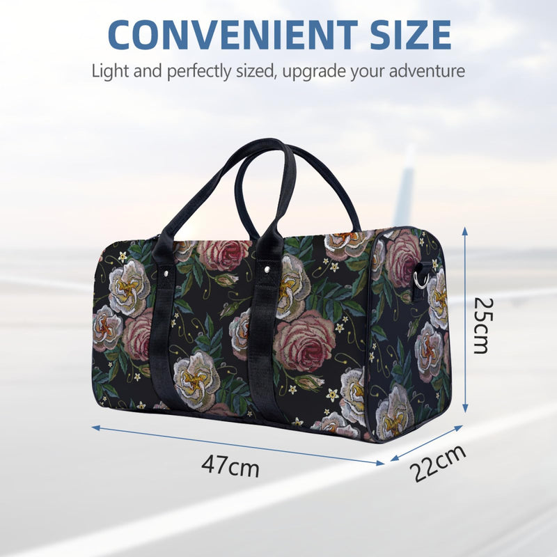 Duffle Bag for Women Men,Travel Bag with Adjustable Shoulder Strap Large Capacity Tote Bag Weekender Bag for Travel Gym Vintage Rose 1