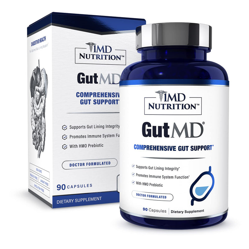 [Australia] - 1MD Nutrition GutMD - L-Glutamine and Prebiotic for Gut Integrity | Promote Digestive Tract Health | 90 Capsules (2-Pack) 90 Count (Pack of 2) 