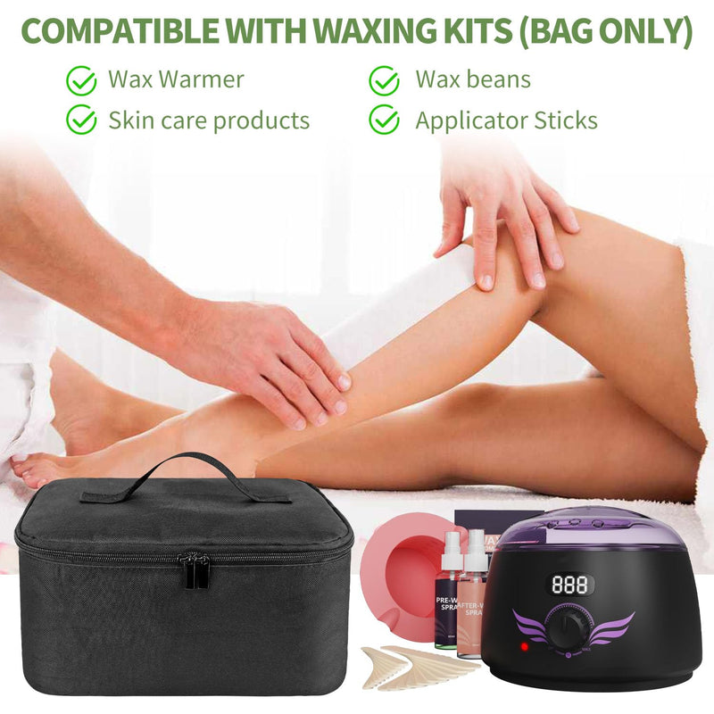 [Australia] - Boczif Waxing Kit Carry Bag, Wax Warmer Organizer Bag for Hair Removal Storage Bag, Wax Tool Bag Portable Travel Bags for Hotel Makeup Brush Waxing Kit Bag-black 
