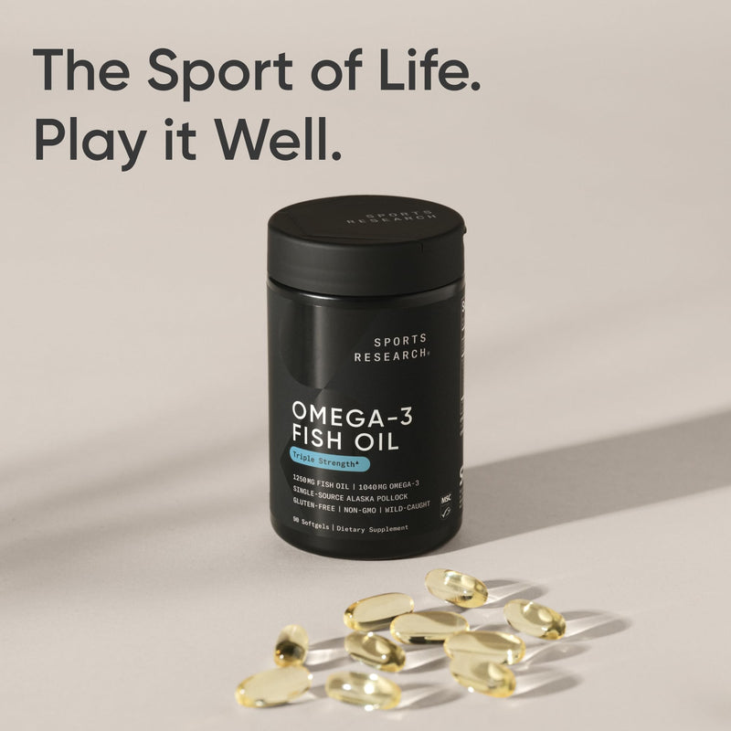 [Australia] - Sports Research Triple Strength Omega 3 Fish Oil - Burpless Fish Oil Supplement w/EPA & DHA Fatty Acids from Single-Source Wild Alaska Pollock - 1250 mg, 90 ct 90 Count (Pack of 1) 