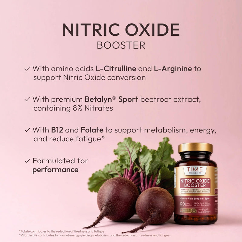 3050mg Nitric Oxide Booster - 120 Capsules - L-Citrulline, L-Arginine, Beetroot, B12 & Folate - Premium Nitrate-Rich Betalyn® Sport - 8% Nitrates - Performance & Recovery - Vegan - Pullulan - GMP