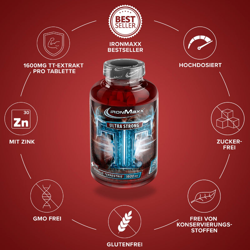 [Australia] - IronMaxx TT Ultra Strong Tribulus Terrestris - 180 tablets | 1600mg Tribulut Terrestris extract per tablet | Highly dosed with zinc 1 piece (pack of 180) 