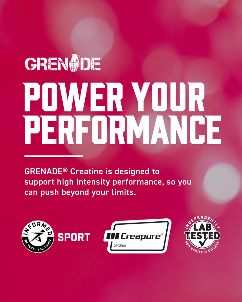 Grenade Creatine Monohydrate Powder, Pink Razzberry Flavoured Creatine Supplement, 5 g per Serving, 41 Servings, 300 g (Pack of 1) - Vegan & Vegetarian Friendly