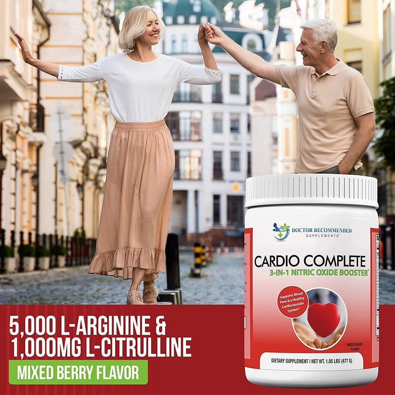 [Australia] - Cardio Complete - Heart Health Support Powder Supplement - 3-in-1 Nitric Oxide Booster with 5,000 L-Arginine, 1,000mg L-Citrulline, and Hawthorn Berry 30 Servings (Pack of 1) 
