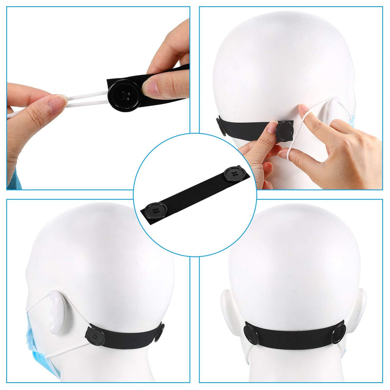 [Australia] - WILLBOND 10 Pieces mask Elastic Strap Face Covering Extension Hook Face Covering Ear Strap Extension Protector(Black) Black 