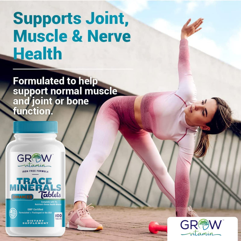 Grow Vitamin Trace Minerals Enhanced Complex, 100 Tablets | Complete with 70+ Nutrient-Dense Health Mineral, 100% Natural Ingredients