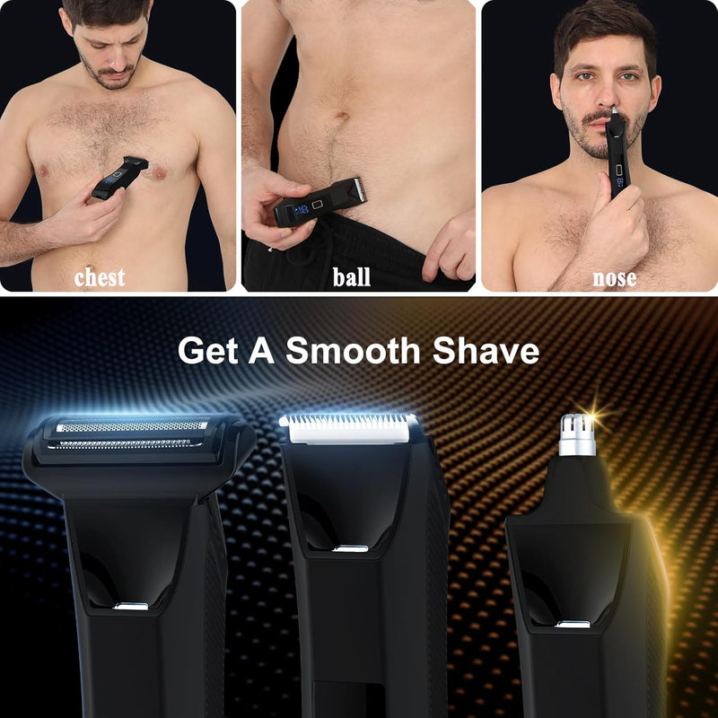 [Australia] - Manscape Body and Ball Trimmer for Men, 3-in-1 Pubic Groin & Nose Hair Trimmer, Ball Shaver & Body Groomer, Wet/Dry Electric Razors for Smooth Shaving, IPX7 Waterproof with Travel Case Black 