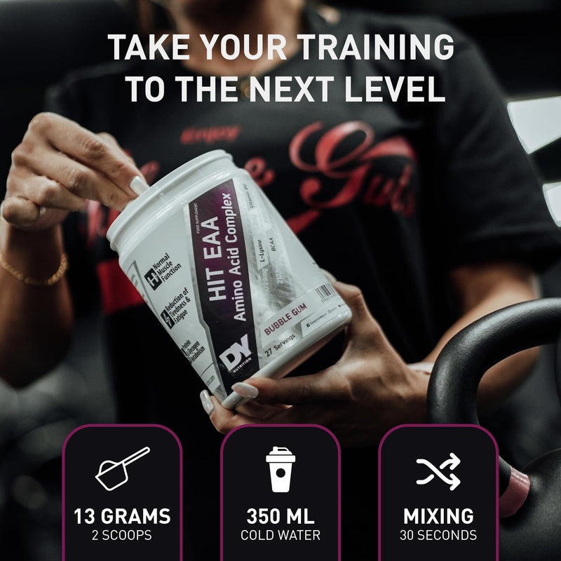 DY Nutrition HIT EAA Essential Amino Acids Complex with BCAAs, L-Lysine & Vitamin B6 | Muscle Repair & Recovery Supplement Intra Workout Powder, 27 Servings, 360g (Blood Orange) Blood Orange