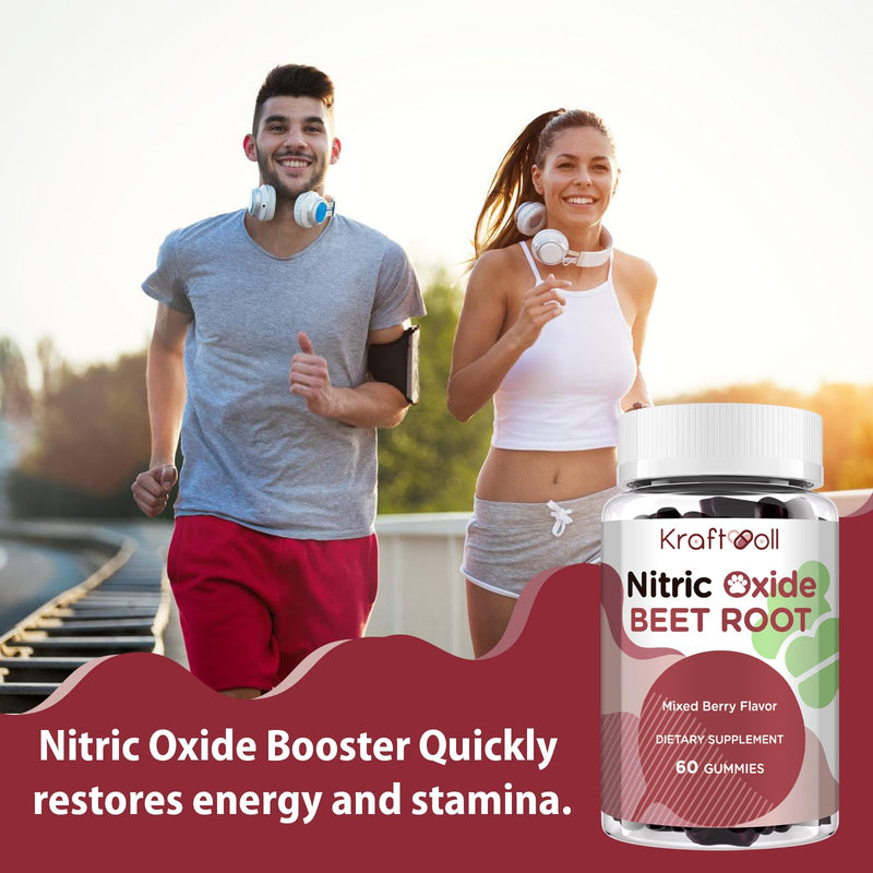 Beet Root Gummies 6000mg – Nitric Oxide Booster with Grape Seed, Pomegranate, Vitamins C & B12 – Nitric Oxide Supplements for Men – Mixed Berry Flavor – 60 Gummies