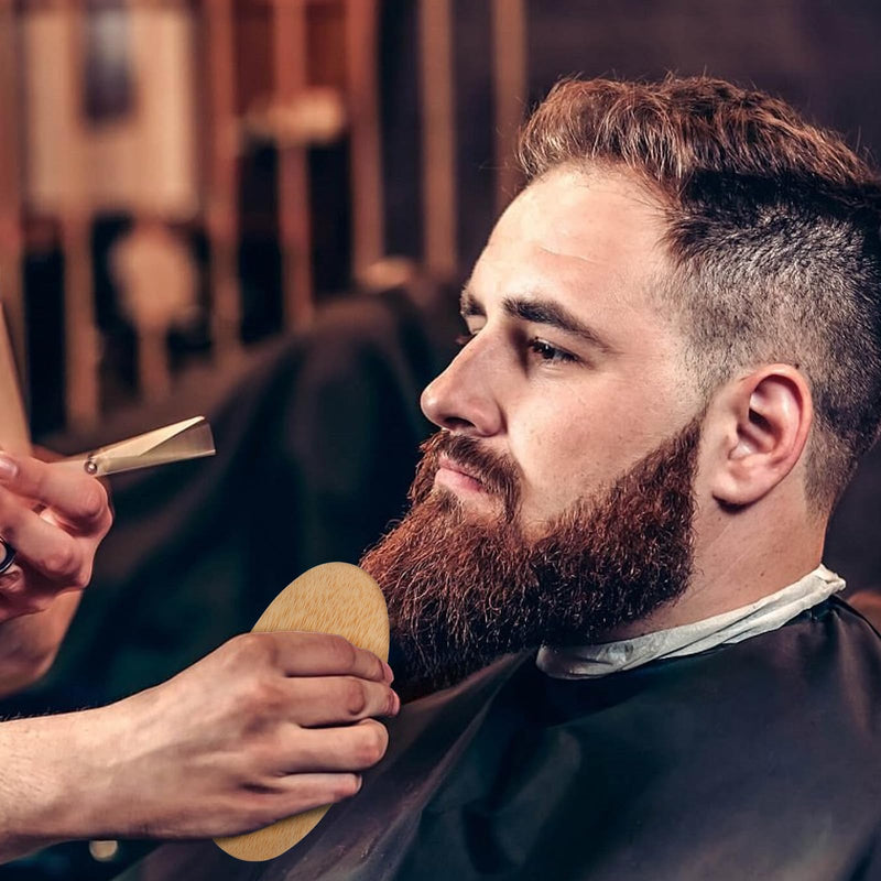 [Australia] - Pack of 2 Small Beard Brush Men Soft Beard Brush Made of Boar Bristles Mini Travel Beard Brush with Wooden Handle Pockets Beard Straightener Brush Beard Comb Men for Daily Beard Care 