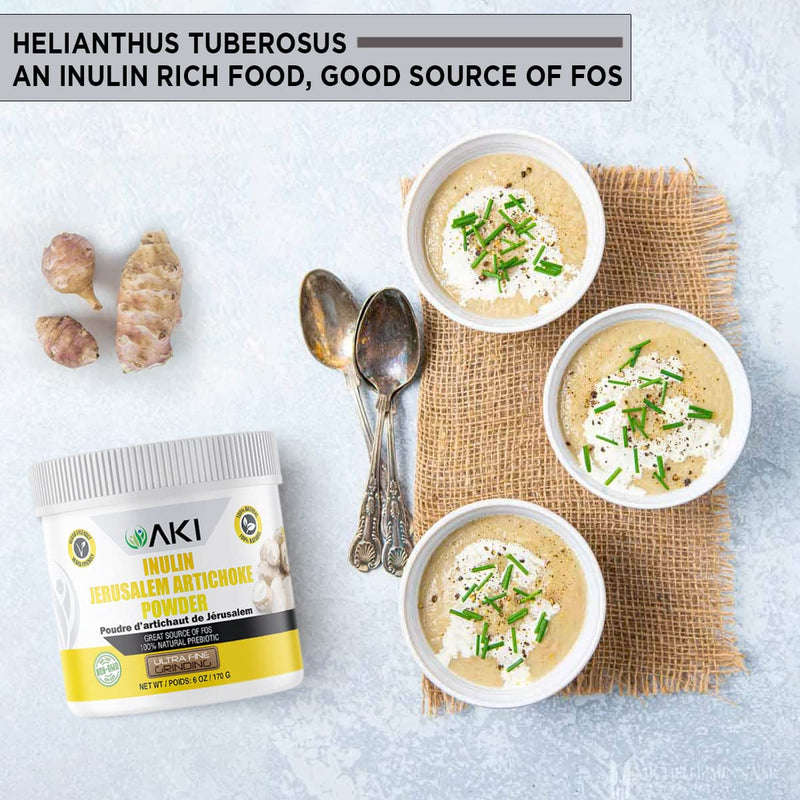 [Australia] - AKI Inulin Jerusalem Artichoke Powder (6oz/170g) Good in Fiber & Prebiotic, Ideal for Coffee, Smoothies, Juice & Other Meals | Vegan, Gluten-Free (Pack of 1) 