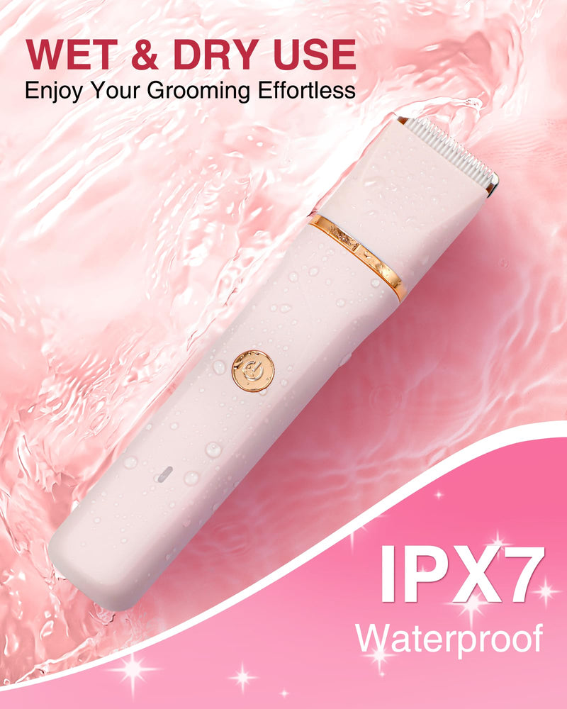[Australia] - Bikini Trimmer for Women - 3-in-1 Painless Electric Razor Shaver,IPX7 Waterproof&Easy Cleaning for Pubic Hair,Face,Body with Ceramic Blades,USB Rechargeable,Wet&Dry Use(Peach) Peach 