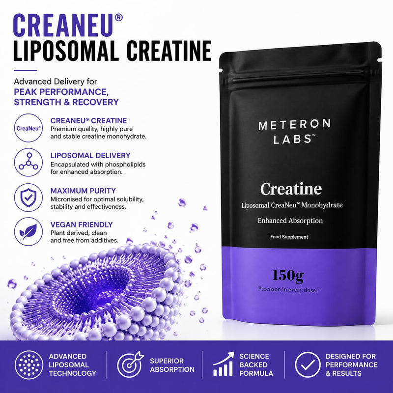 Liposomal Creatine Monohydrate Powder | Micronised Creatine Monohydrate | 5g Creatine Per Serving | Enhanced Liposomal Delivery | Unflavoured Creatine Powder | Vegan | 150g | Meteron Labs UK
