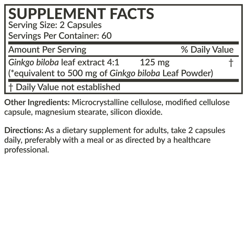 [Australia] - Futurebiotics Ginkgo Biloba 500mg Extra Strength - Non-GMO, 120 Vegetarian Capsules 120 Count (Pack of 1) 
