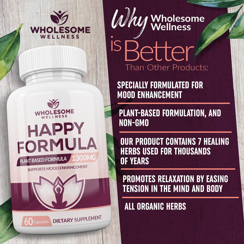 [Australia] - Wholesome Wellness Happy Formula Natural Formula Relief Supplement for Women & Men | 60 Capsules 