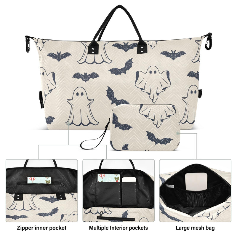 Burbuja Travel Duffel for Women, Halloween Spooky Weekender Overnight Shoulder Carry On Tote With Trolley Sleeve, Gym Bag With Toiletry Bag, Large Size