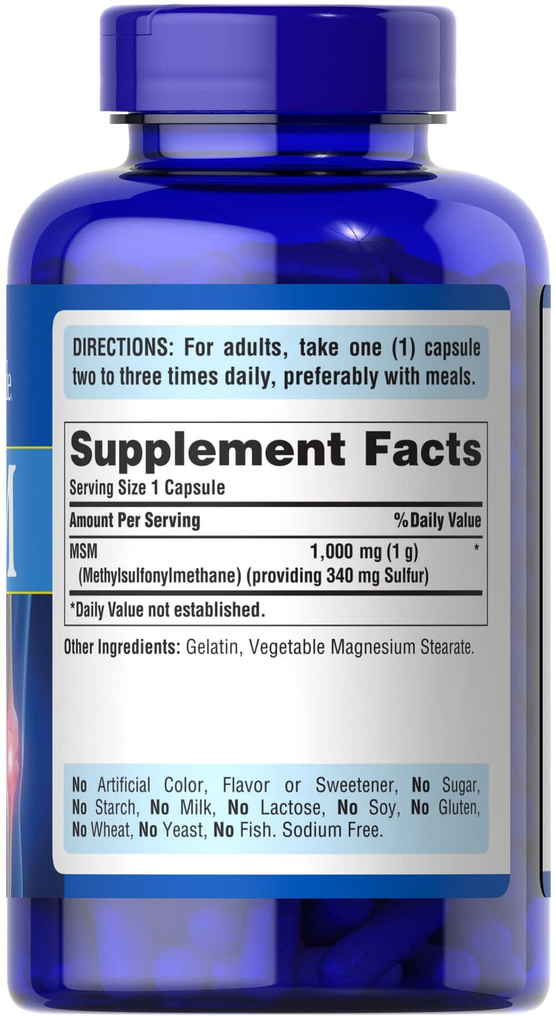 [Australia] - Puritan's Pride Joint Support Formula MSM Rapid Release Capsules, 1000 mg, 120 Count 