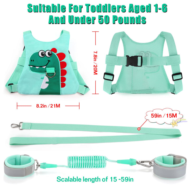 [Australia] - Toddler Leash-Baby Walking Safty Harness and Child Anti Lost Wrist Link for Girls/Boys Travel (Green) GREEN 