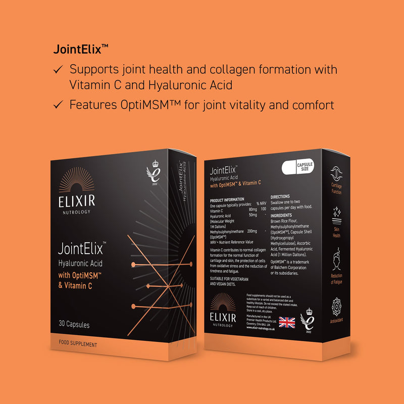 Joint Health Support Capsules | Hyaluronic Acid, Vitamin C & OptiMSM | Supports Normal Collagen Formation for Cartilage | Daily Joint & Mobility Nutrition for Adults | 30 Vegan Capsules | UK Made