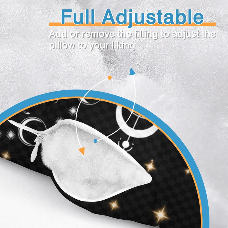 [Australia] - Ear Piercing Pillow for Side Sleepers Pillows with Holes for Ear Pain,Donut Pillow for Ear Side Sleeping Pillow for Adults CNH Ear Pain Relief Pressure Sores Ear Pillow with Hole in Center Black Gothic 17.5"x12.6" 