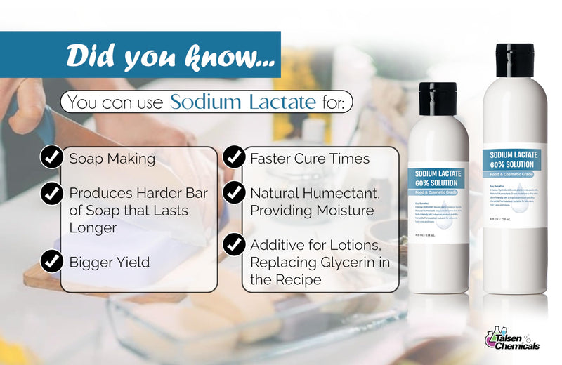 [Australia] - Sodium Lactate 60% (16 Ounce / 472 mL), Sodium Lactate Liquid for Soap and Lotion Making Natural Preservative and Buffering Agent, Natural Humectant Harder Bar of Soap 