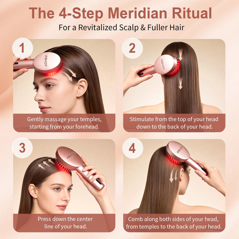 3-in-1 Electric Scalp Massager with Hair Oil Applicator, Vibrating Massage Tool for Scalp/Face/Body Relaxation, Portable Hair Brush, Scalp Massage Comb for Home & Travel Rose Gold